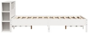 Cama com estante sem colchão 150x200 cm pinho maciço branco