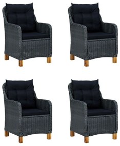 5 pcs conjunto de jantar para jardim cinzento-escuro