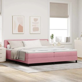 vidaXL Cama Box Spring LED com colchão Rosa 200 x 200 cm Veludo
