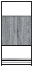 Armário alto 68x35x139 cm madeira e metal cinza sonoma