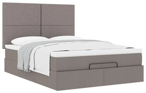 Estrutura de cama otomana com colchão tecido cinzento 140x200cm