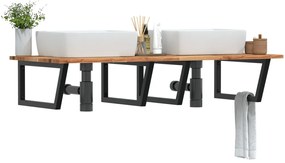 vidaXL Prateleira de parede p/ lavatório aço/madeira de acácia maciça