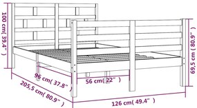 Estrutura de cama 120x200 cm madeira de pinho maciça branco