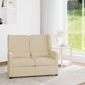 vidaXL Sofá reclinável de 2 lugares tecido cor creme