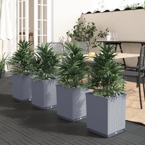 364185 vidaXL Vasos/floreiras 4 pcs 30x30x37 cm polipropileno cinzento-escuro