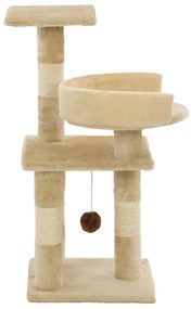 Árvore para gatos c/ postes arranhadores sisal 65 cm bege