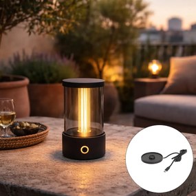 Candeeiro de Mesa Exterior Preto Recarregável Incl. Estação de Carregamento IP65 - Grill