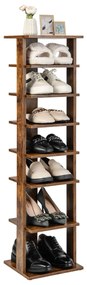 Sapateira vertical com 7 níveis, organizador de sapatos alto 110 cm e sapateira estreita e autônoma para quarto Castanho