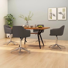 vidaXL Cadeiras de jantar giratórias 4 pcs tecido cinzento-acastanhado