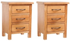vidaXL Mesas de cabeceira 2 pcs 40x30x54 cm madeira de carvalho maciça