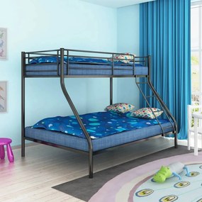 vidaXL Estrutura de beliche infantil metal 140x200/90x200 cm preto