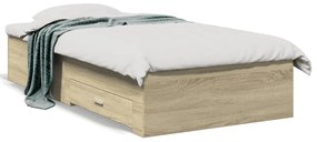 vidaXL Estrutura de cama c/ gavetas derivados madeira carvalho sonoma