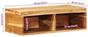 Armário de TV para parede 60x30x19 cm madeira acácia maciça