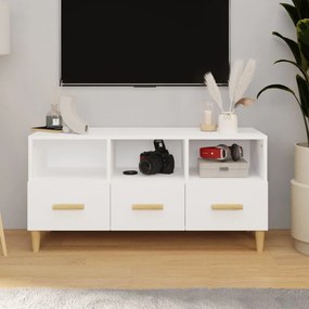 Móvel para TV 102x36x50 cm derivados madeira branco brilhante