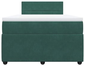 Cama boxspring com colchão 120x200 cm veludo verde-escuro