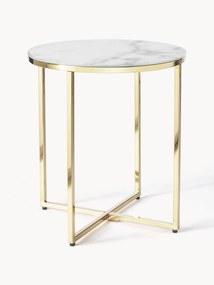 Round Side Table Antigua in Marble Look Glass Top