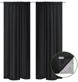 vidaXL Cortinas blackout 2 pcs camada dupla 140 x 245 cm preto