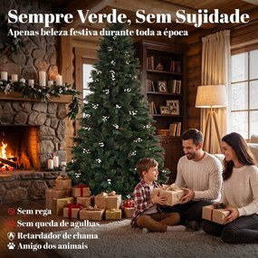 Árvore de Natal Artificial 220 cm com 1116 Ramos Base Metálica Dobrável Sistema com Dobradiças Realista e Frondosa Verde