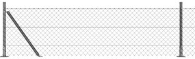 Conjunto de Postes de Cerca Prateado 25 x 0.4 m Aço Galvanizado