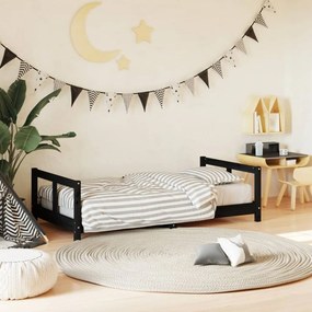 vidaXL Estrutura de cama infantil 80x160 cm pinho maciço preto