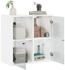 Armário de parede c/ portas de vidro 68x37x68,5 cm branco