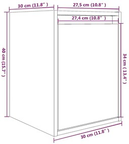 Armários de parede 2 pcs 30x30x40 cm pinho maciço branco