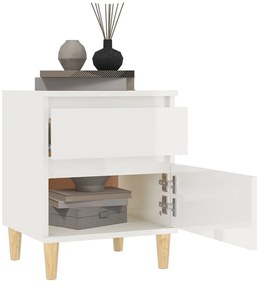 Mesa de cabeceira 40x35x50 cm branco brilhante