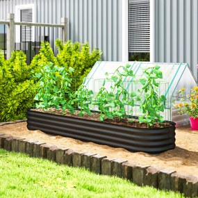 Floreira elevada de jardim em aço, modular, para legumes, plantas e flores, 240 x 62 x 30 cm