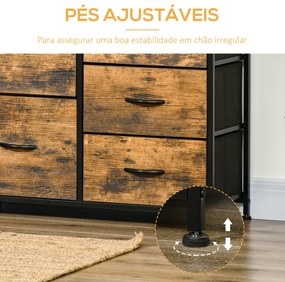 Cómoda com 5 Gavetas de Tecido Dobrável e Prateleira Aberta Armário de Armazenamento para Estudio Dormitório Estilo Industrial Anti-Tombo 83,5x29x87cm