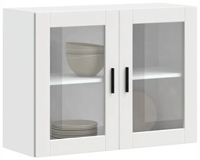 vidaXL Armário de parede de cozinha com porta de vidro Porto branco
