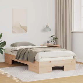 vidaXL Estrutura de cama de chão Castanho Madeira de pinho maciça