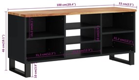 Móvel de TV 100x33x46 cm acácia maciça/derivados madeira