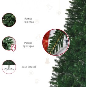 HOMCOM Árvore de Natal Artificial 240cm Ignífuga com 1499 Ramas com 2