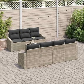 Conjunto de Sofás de Jardim de 8 peças com almofadas de rattan cinza c
