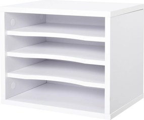 Vinsetto Organizador de Secretária 4 Níveis Branco Compacto e Moderno 35x25x28 cm Branco | Aosom Portugal