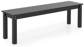 Banco externo de HDPE de 140 cm sem encosto para jardim e pátio para 2 a 3 pessoas - cinza