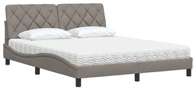 Cama com colchão 160x200 cm tecido castanho-acinzentado