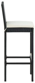 3 pcs conjunto bar de jardim com almofadões vime PE preto