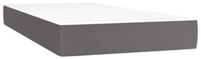 Cama box spring c/ colchão/LED 120x190cm couro artificial cinza