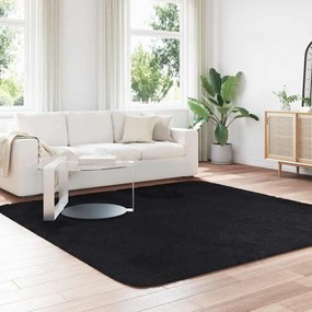 Tapete shaggy de pelo alto NAVARRA 240x240 cm poliéster preto