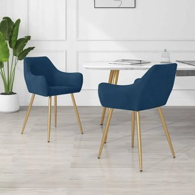 vidaXL Cadeiras de jantar 2 pcs veludo azul