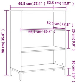 Estante 69,5x32,5x90 cm derivados de madeira cinzento sonoma