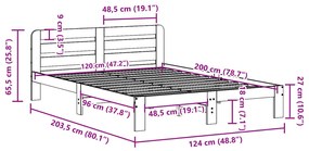 Cama sem colchão 120x200 cm madeira pinho maciça castanho-mel