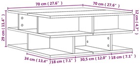 Mesa de centro 70x70x29 cm contraplacado carvalho sonoma