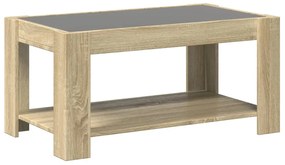 Mesa de centro c/ LEDs 93x53x45 cm madeira processada