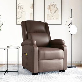 vidaXL Poltrona de massagens elevatória couro artificial castanho