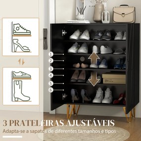 Móvel Sapateira de Entrada Armário Sapateira com Prateleiras Ajustáveis para 15-20 Pares de Sapatos 72x31,5x95 cm Preto