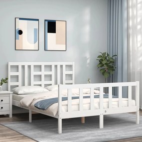 Cama sem colchão 140x200 cm madeira de pinho maciça branco