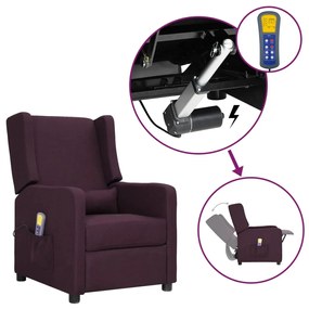 vidaXL Poltrona elevatória de massagens tecido roxo