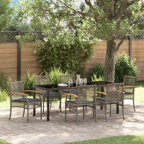 Conjunto de Jantar de Jardim com Almofadas Cinza Vime PE